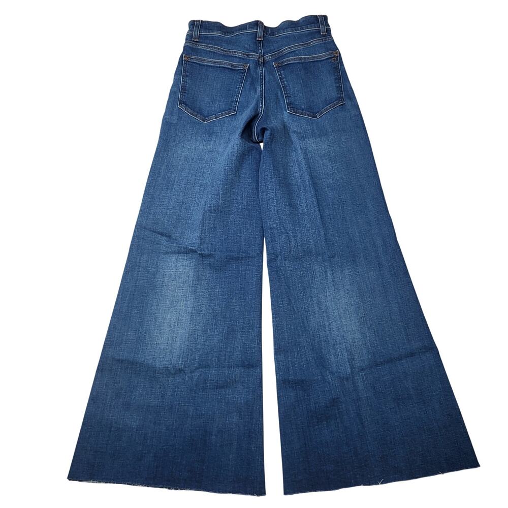 Madewell Flared Wide Leg Crop Jeans Raw Hm Super Stretch Medium Pelion Wash 26 - Picture 4 of 11